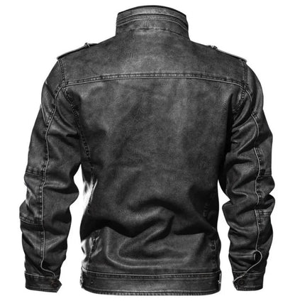 🧥 Premium Men's Black Leather Biker Jacket
